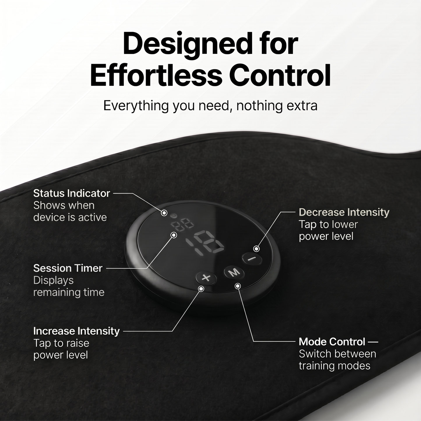 ACE PowerCore device detail - sleek portable EMS toning unit