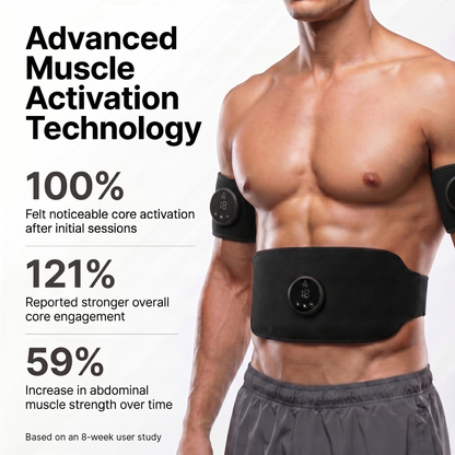 ACE PowerCore worn on abdomen - next-gen muscle stimulation at home